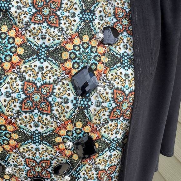 Star Vixen black cardigan with attached multicolor top, women's size M - Picture 4 of 6